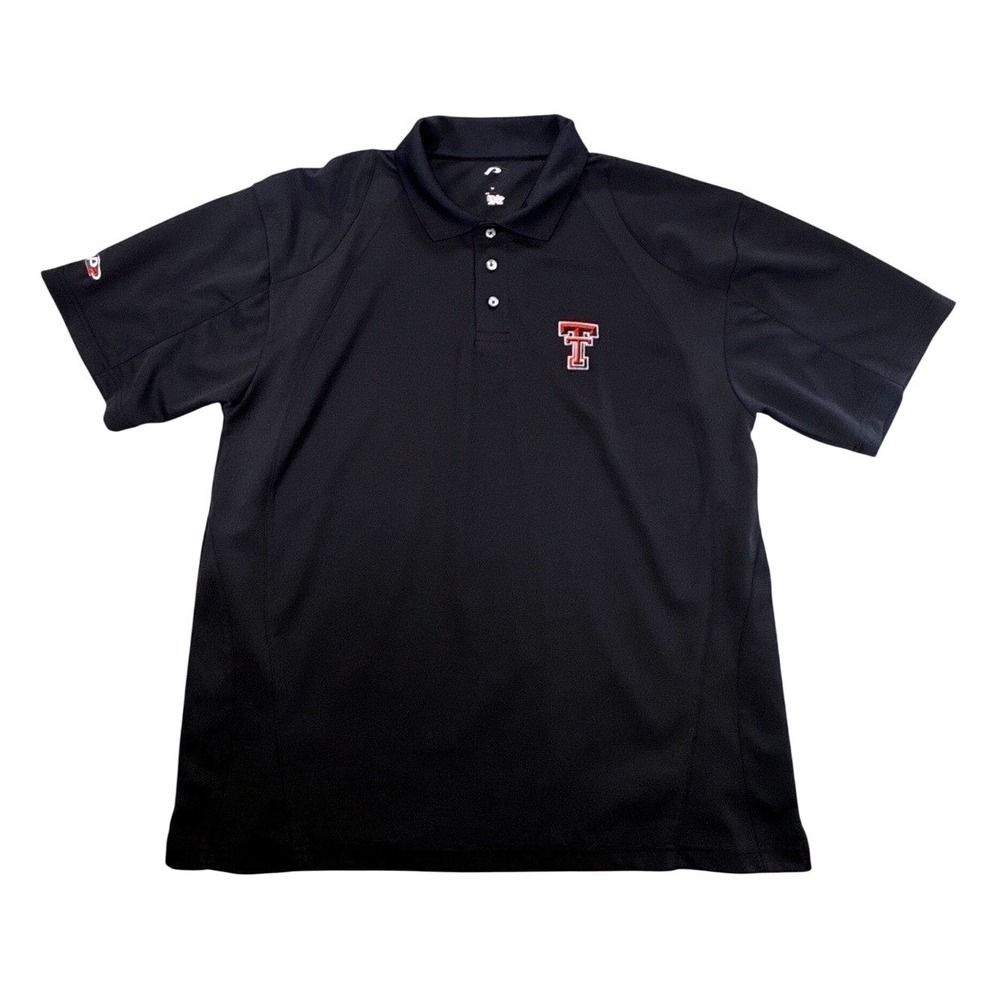 Texas Tech Red Raiders P2 Pro Player Polo Shirt Black Double T Logo- no size tag